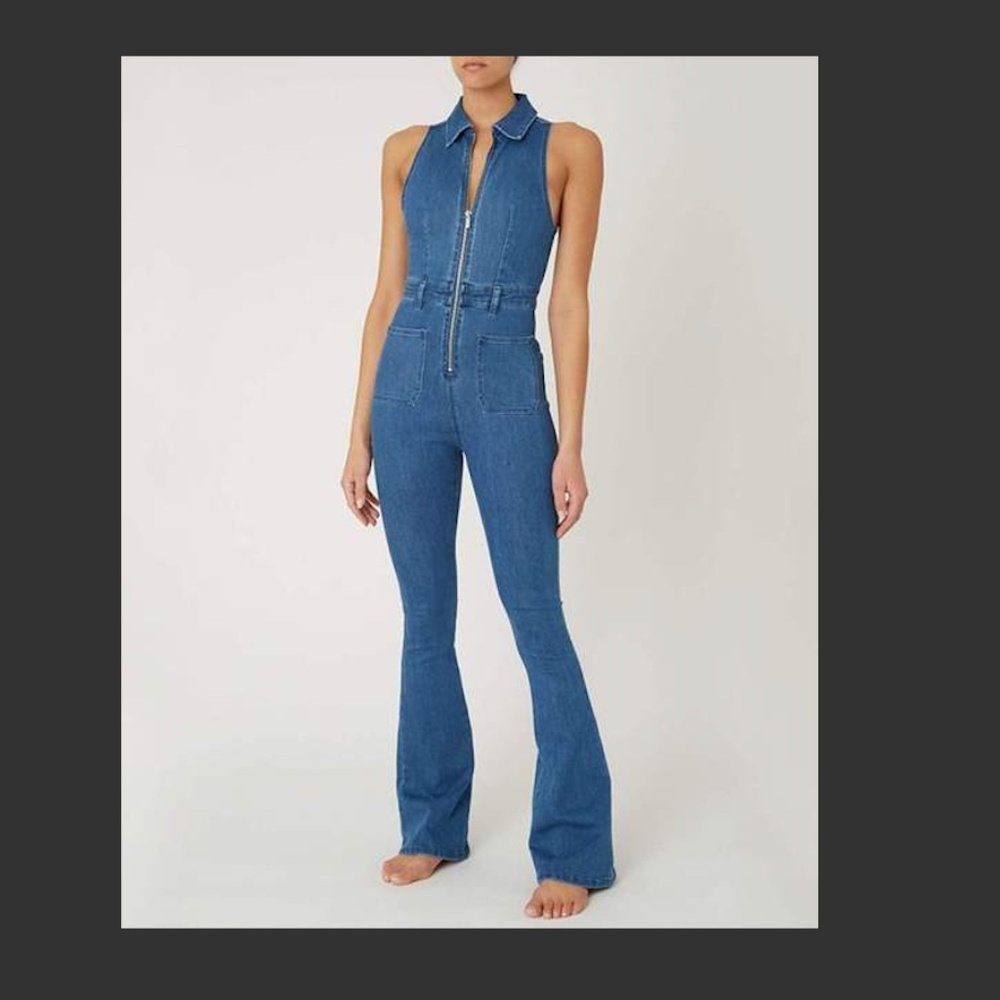 We Wore What Denim Light Wash Jumpsuit